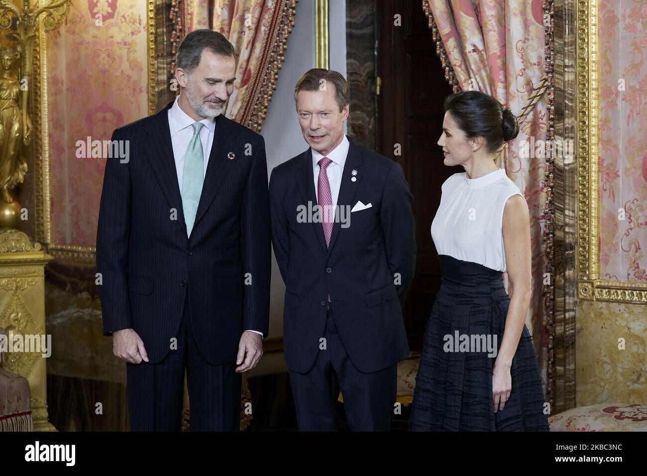 Der König, der König, die Königin Letizia und der Großherzog von Luxemburg, Enrique de Nassau-Weilburg, nimmt während der COP25 im Königspalast in Madrid, Spanien, an der Palastaudienz Teil. 02. Dezember 2019. (Foto von A. Ware/NurPhoto) Stockfoto