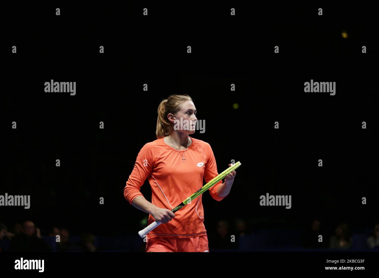 Aliaksandra Sasnovich während ihres Spiels gegen Caroline Garcia im Einzel-Finale der Damen beim Caen Open Turnier am 9. Dezember 2019 in Caen, Frankreich. (Foto von Ibrahim Ezzat/NurPhoto) Stockfoto