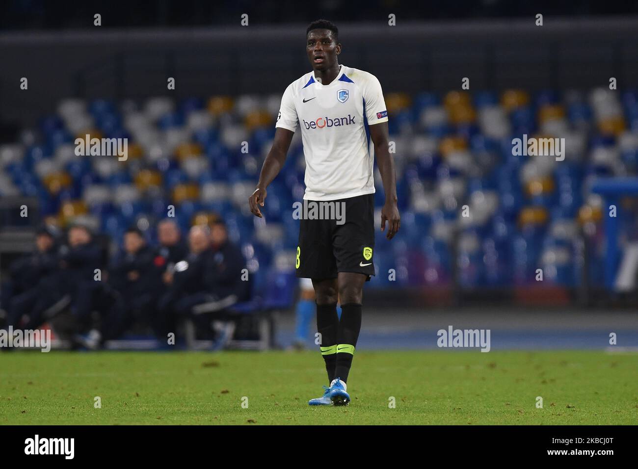 Paul Onuachu von KRC Genk während des UEFA Champions League-Spiels zwischen SSC Napoli und KRC Genk im Stadio San Paolo Naples Italien am 10. Dezember 2019. (Foto von Franco Romano/NurPhoto) Stockfoto