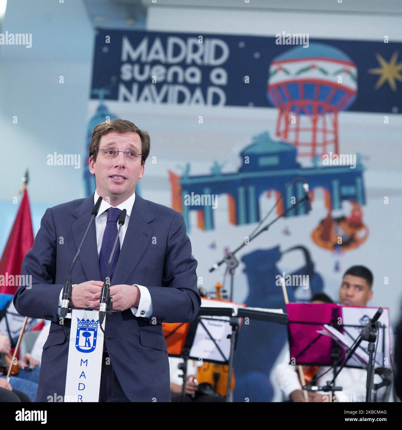 Der Bürgermeister von Madrid, José Luis Martínez-Almeida, präsentiert das Kulturprogramm „Madrid klingt wie Weihnachten“ in Madrid 11. Dezember 2019 Spanien (Foto von Oscar Gonzalez/NurPhoto) Stockfoto