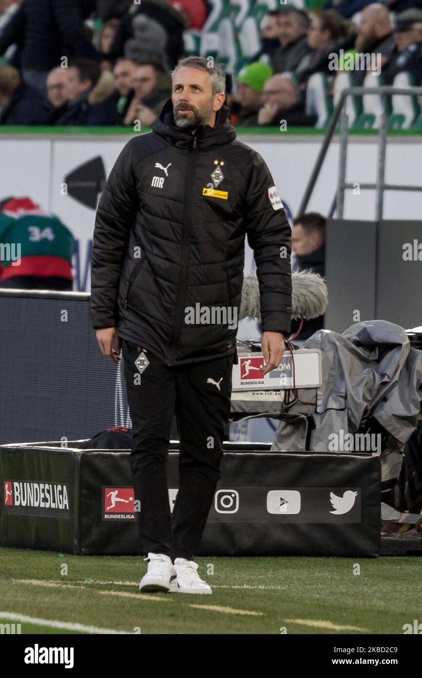 Marco Rose, Cheftrainer von Borussia Mönchengladbach während des 1. Bundesliga-Spiel zwischen dem VfL Wolfsburg und Borussia Monchengladbach in der Volkswagen Arena am 15. Dezember 2019 in Wolfsburg. (Foto von Peter Niedung/NurPhoto) Stockfoto