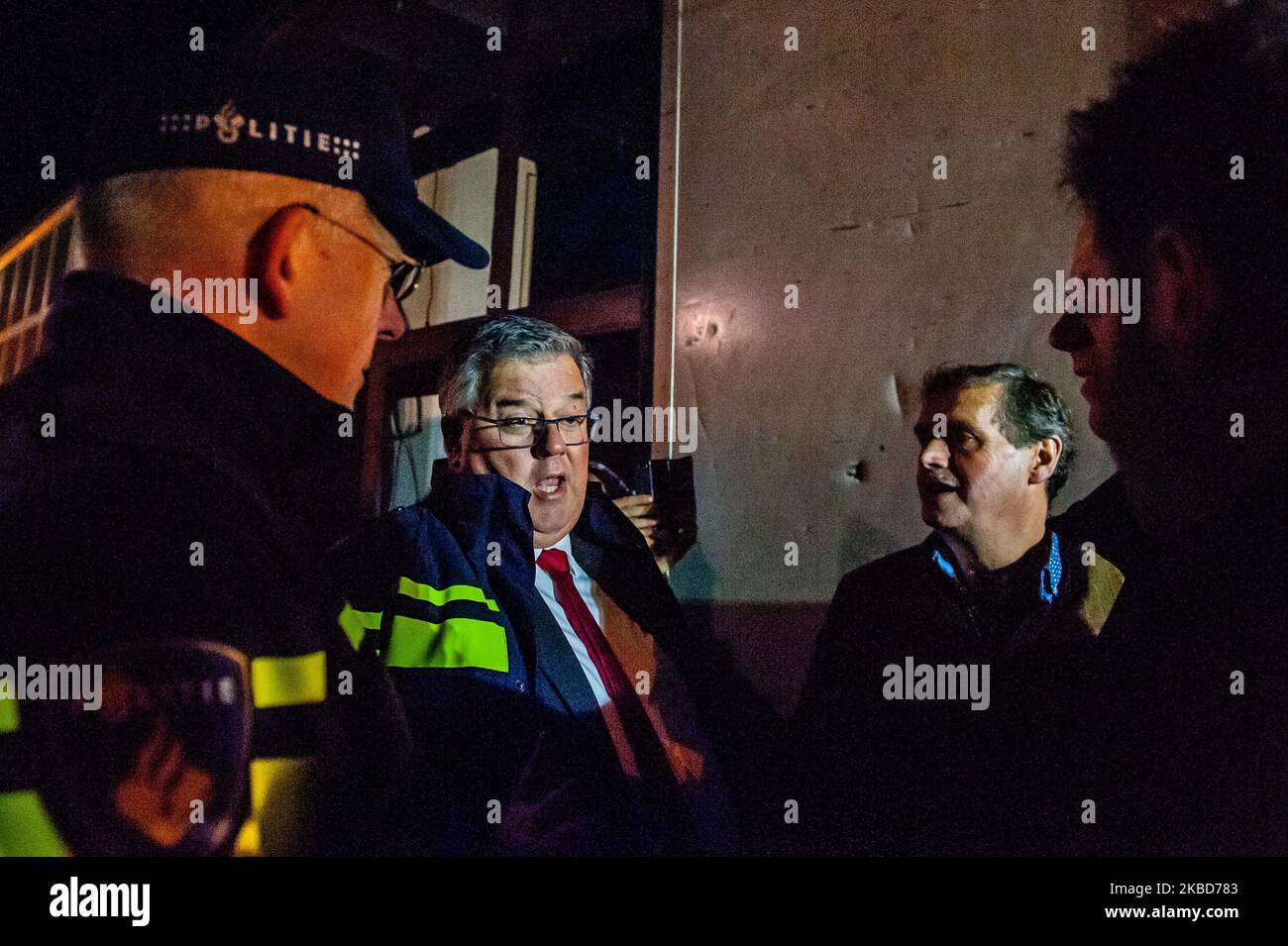 Hubert Bruls, Bürgermeister von Nijmegen, gibt den Bauern, die am 18.. Dezember 2019 eine der Hauptzufahrtswege zur Stadt Nijmegen blockieren, ein Ultimatum. (Foto von Romy Arroyo Fernandez/NurPhoto) Stockfoto