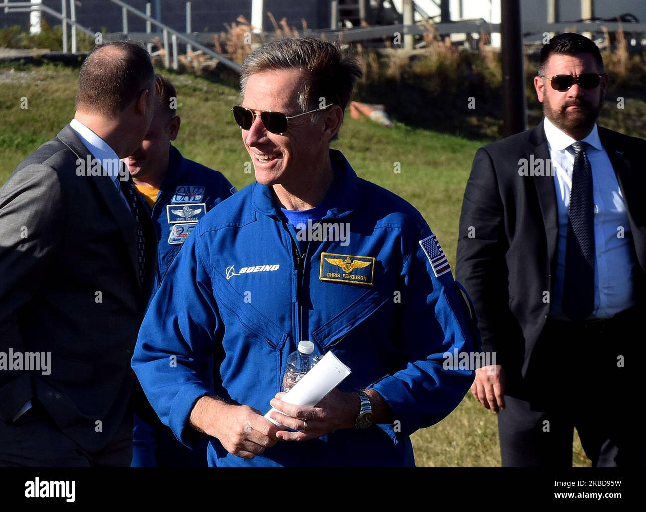 Boeing-Astronaut Chris Ferguson kommt am 19. Dezember 2019 mit anderen zur Pressekonferenz vor dem morgigen geplanten Orbitalflugtest der Boeing-Raumsonde CST-100 Starliner im Kennedy Space Center in Florida. (Foto von Paul Hennessy/NurPhoto) Stockfoto