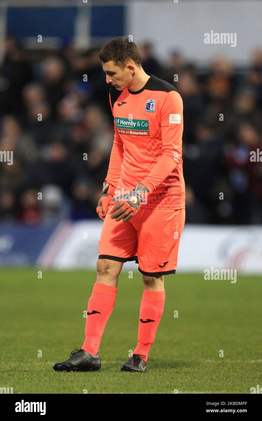 Joel Dixon von Barrow während des Vanarama National League-Spiels zwischen Hartlepool United und Barrow im Victoria Park, Hartlepool, am Samstag, 28.. Dezember 2019. (Foto von Mark Fletcher/MI News/NurPhoto) Stockfoto