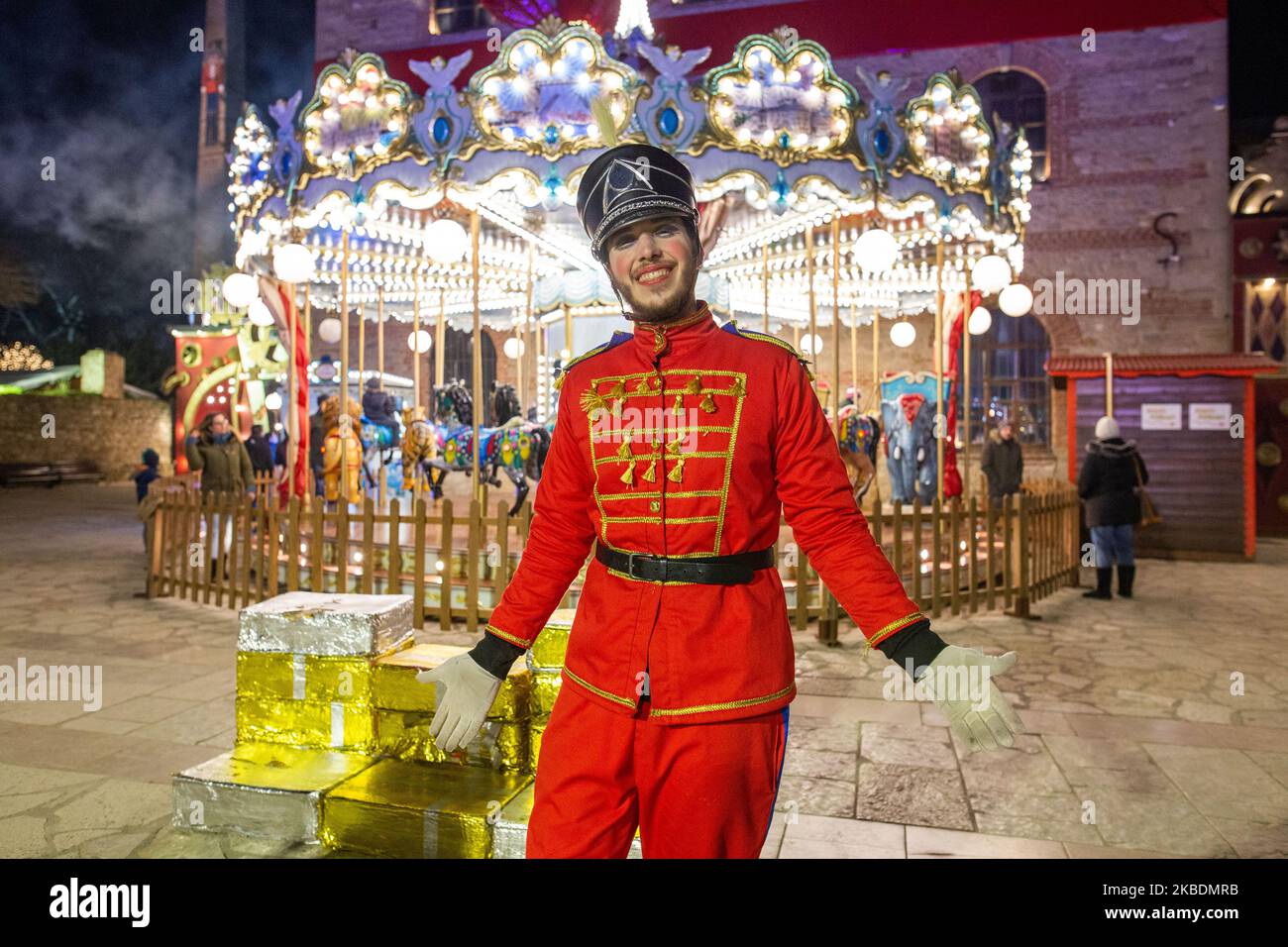 Die Elfmühle ist am 31. Dezember 2019 der größte Weihnachtsthema-Park in Trikala, Griechenland. Zum 8.. Mal in Folge haben die Stadtverwaltung von Trikala und e-Trikala SA den größten Weihnachtsthema-Park in Griechenland mit freiem Eintritt organisiert. (Foto von Achilleas Chiras/NurPhoto) Stockfoto