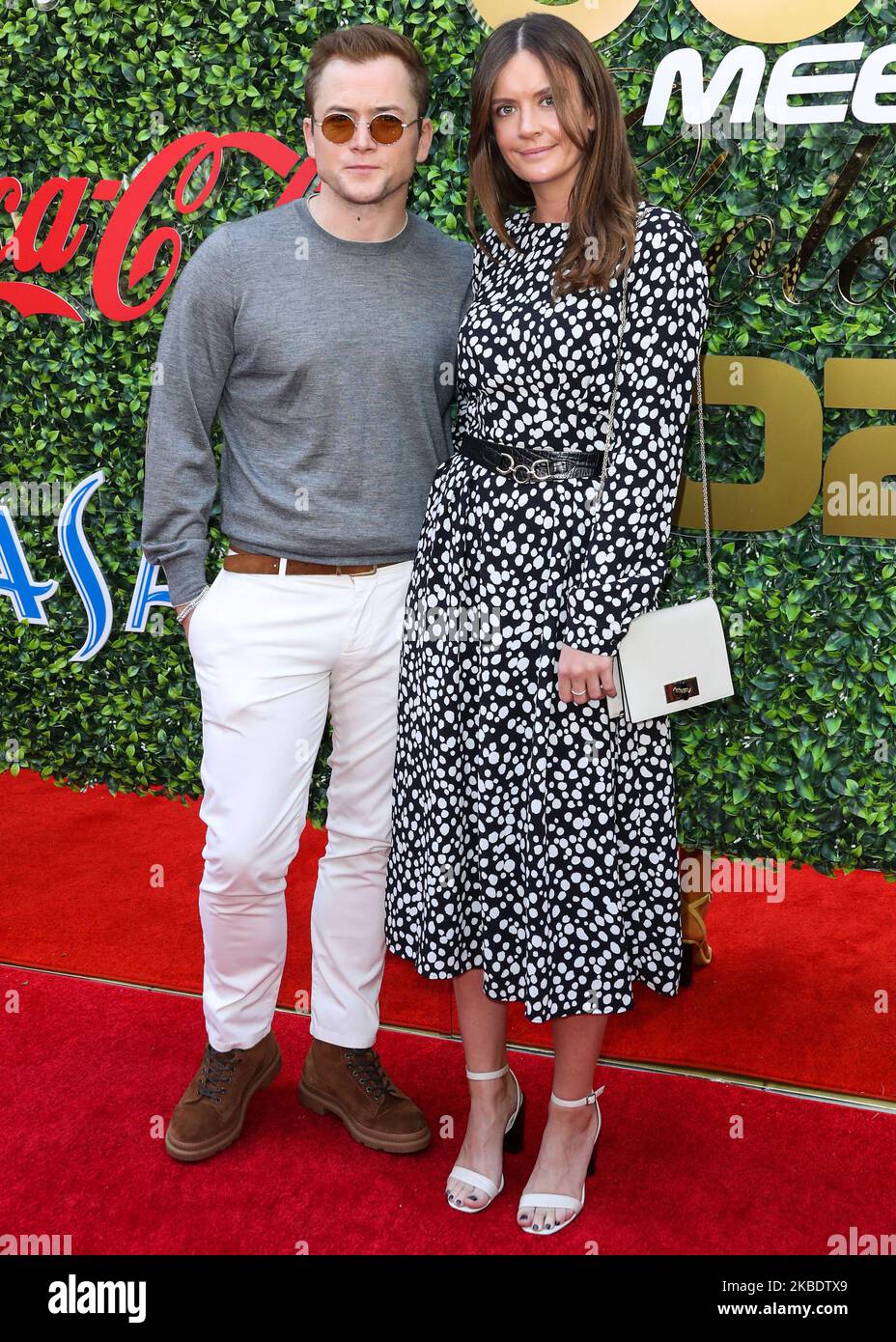 BEVERLY HILLS, LOS ANGELES, KALIFORNIEN, USA - 04. JANUAR: Taron Egerton und Emily Thomas kommen zum jährlichen Gold Meets Golden Event 7., das am 4. Januar 2020 in Beverly Hills, Los Angeles, Kalifornien, USA, in den Virginia Robinson Gardens and Estate stattfand. (Foto von Xavier Collin/Image Press Agency/NurPhoto) Stockfoto