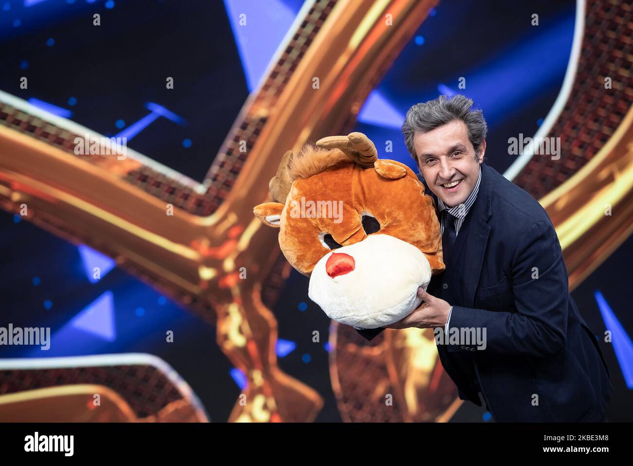 Flavio Insinna nimmt am 8. Januar 2020 an der Präsentation der neuen Fernsehsendung „The Masked Singer“ in Mailand, Italien, Teil. (Foto von Mauro Fagiani/NurPhoto) Stockfoto