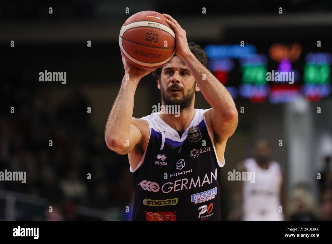 Luca Vitali beim Italien Lega Basket der Serie A Spiel zwischen Grissin Bon Reggio Emilia und Germani Basket Brescia im PalaBigi am 11. Januar 2020 in Reggio Emilia, Italien. (Foto von Emmanuele Ciancaglini/NurPhoto) Stockfoto