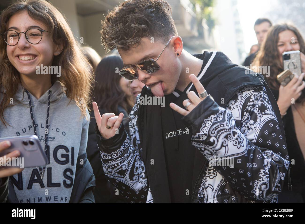 Jacob Sartorius kommt auf der Mailänder Modewoche 2020 in Mailand, Italien, am 11 2020. Januar auf der Emporio Armani Fashion Show an (Foto: Mairo Cinquetti/NurPhoto) Stockfoto