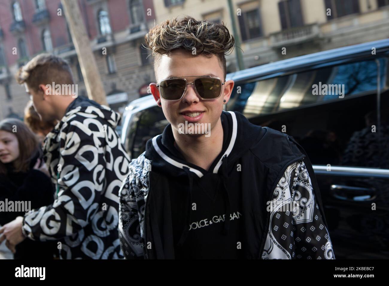 Jacob Sartorius kommt auf der Mailänder Modewoche 2020 in Mailand, Italien, am 11 2020. Januar auf der Emporio Armani Fashion Show an (Foto: Mairo Cinquetti/NurPhoto) Stockfoto