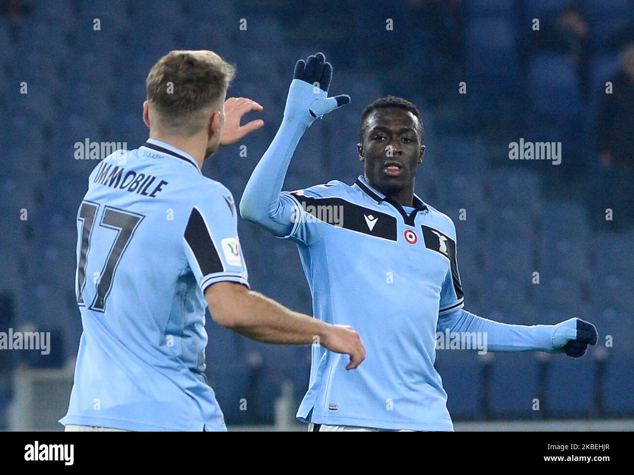 Bobby Adekanye von der SS Lazio während des Coppa Italia-Spiels zwischen der SS Lazio und den US-Cremonesen am 14. Januar 2020 im Olimpico-Stadion in Rom, Italien. (Foto von Silvia Lore/NurPhoto) Stockfoto