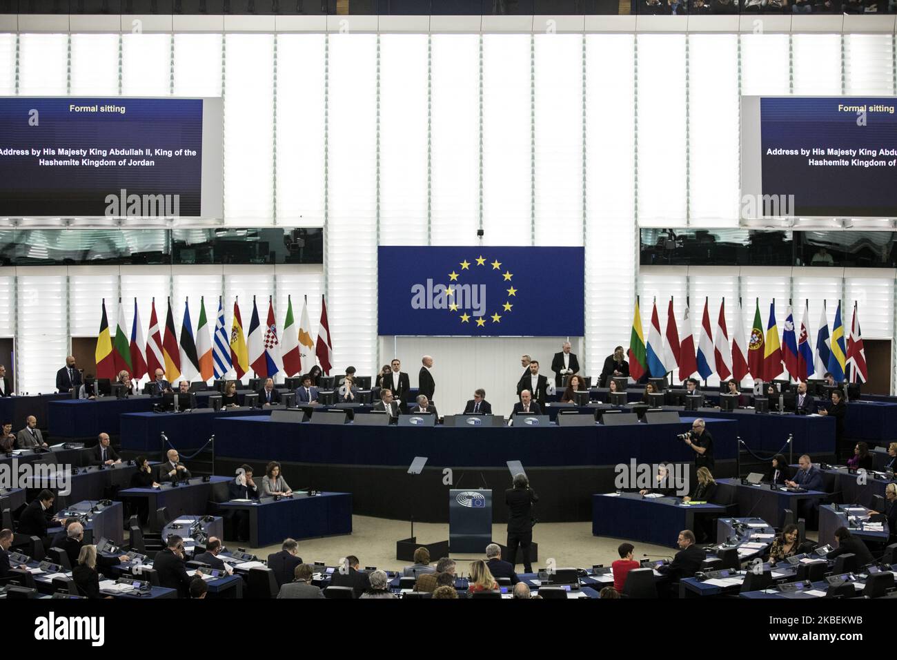 König von Jordanien Abdullah II. Spricht am 15. Januar 2020 vor dem Europäischen Parlament in Straßburg, Frankreich. (Foto von Elyxandro Cegarra/NurPhoto) Stockfoto