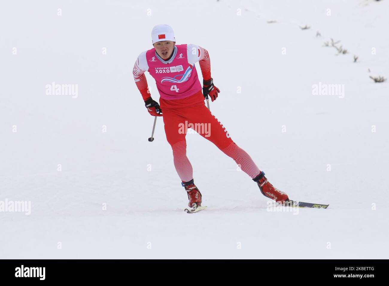 ZHANG Chenghao aus China tritt am 9. Tag der Olympischen Jugend-Winterspiele Lausanne 2020 im Langlaufzentrum Vallée de Joux, Schweiz, am 18. Januar 2020 in der Cross-Country-Freiqualifikation für Männer an. (Foto von Dominika Zarzycka/NurPhoto) Stockfoto