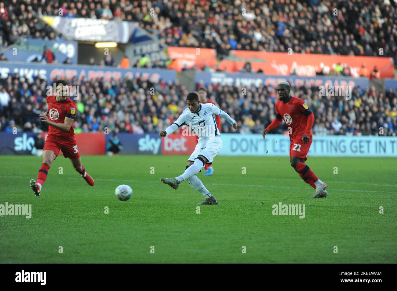 Rhian Brewster aus Swansea City während des Sky Bet Championship-Spiels zwischen Swansea City und Wigan Athletic am 18. Januar 2020 im Liberty Stadium in Swansea, Wales. (Foto von MI News/NurPhoto) Stockfoto