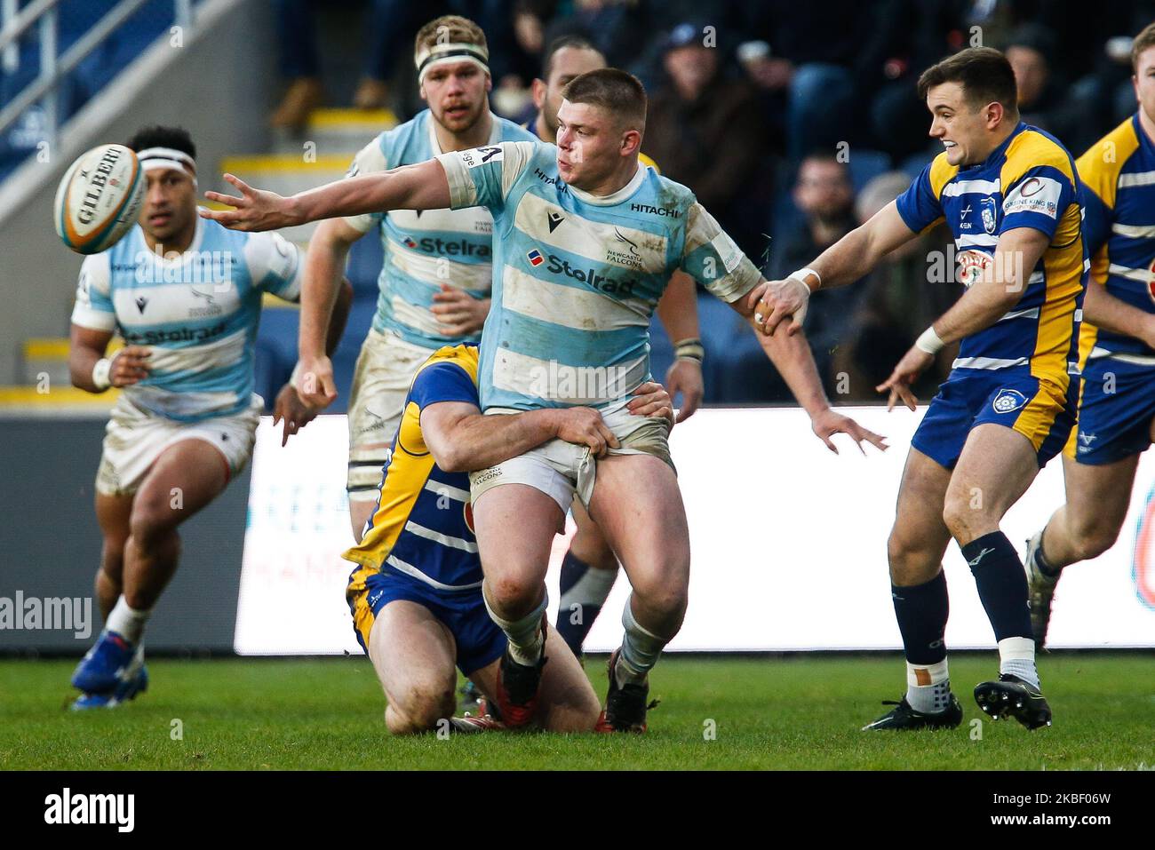 Jamie Blamire von Newcastle Falcons wird am Sonntag, den 19.. Januar 2020, beim Greene King IPA Championship-Spiel zwischen Yorkshire Carnegie und Newcastle Falcons im Headingley Carnegie Stadium, Leeds, ausgelagert. (Foto von Chris Lishman/MI News/NurPhoto ) Stockfoto