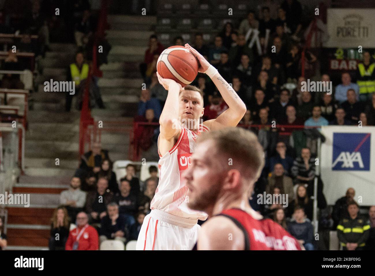 -7 Dequan Jones Pallacanestro Trieste im Einsatz während des Italien Lega Basket der Serie A , Openjobmetis Varese - Pallacanestro Trieste 19. Januar 2020 in Varese Palasport Enerxenia Arena (Foto: Fabio Averna/NurPhoto) Stockfoto