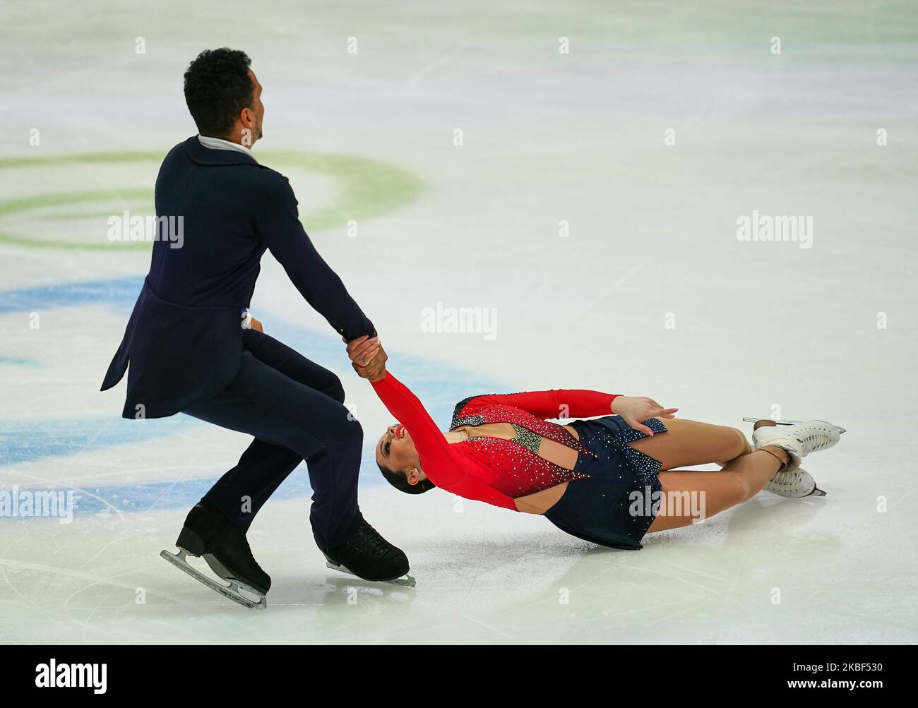 Lana Petranovic und Antonio Souza Kordeiru aus Kroatien während des Kurzprogramms für Paare bei den ISU-Europameisterschaften im Eiskunstlauf in der Steiermarkhalle, Graz, Österreich, am 22. Januar 2020. (Foto von Ulrik Pedersen/NurPhoto) Stockfoto