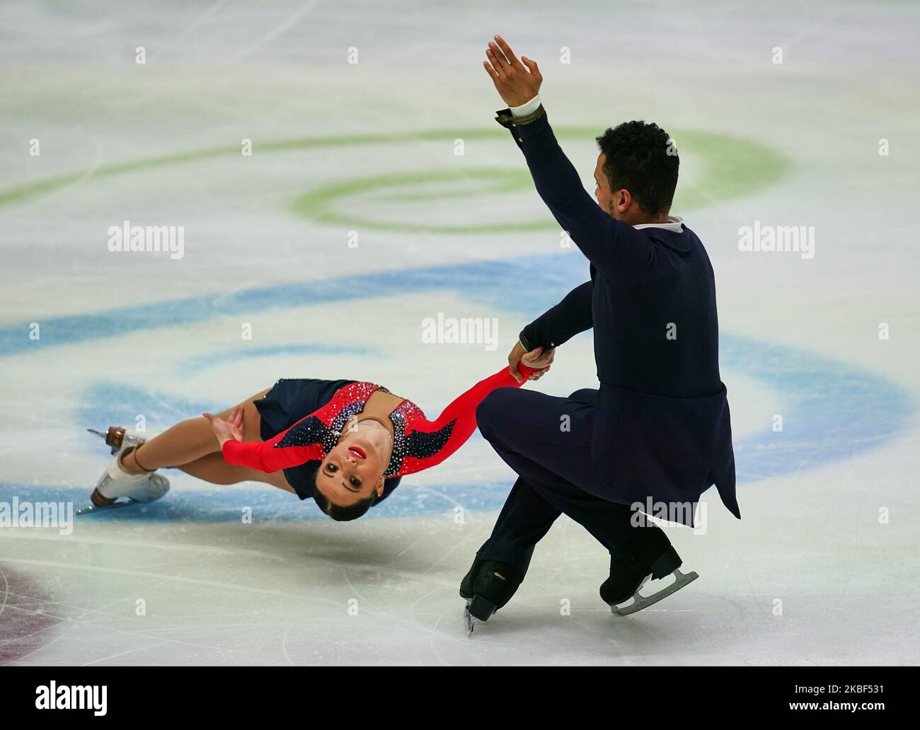 Lana Petranovic und Antonio Souza Kordeiru aus Kroatien während des Kurzprogramms für Paare bei den ISU-Europameisterschaften im Eiskunstlauf in der Steiermarkhalle, Graz, Österreich, am 22. Januar 2020. (Foto von Ulrik Pedersen/NurPhoto) Stockfoto