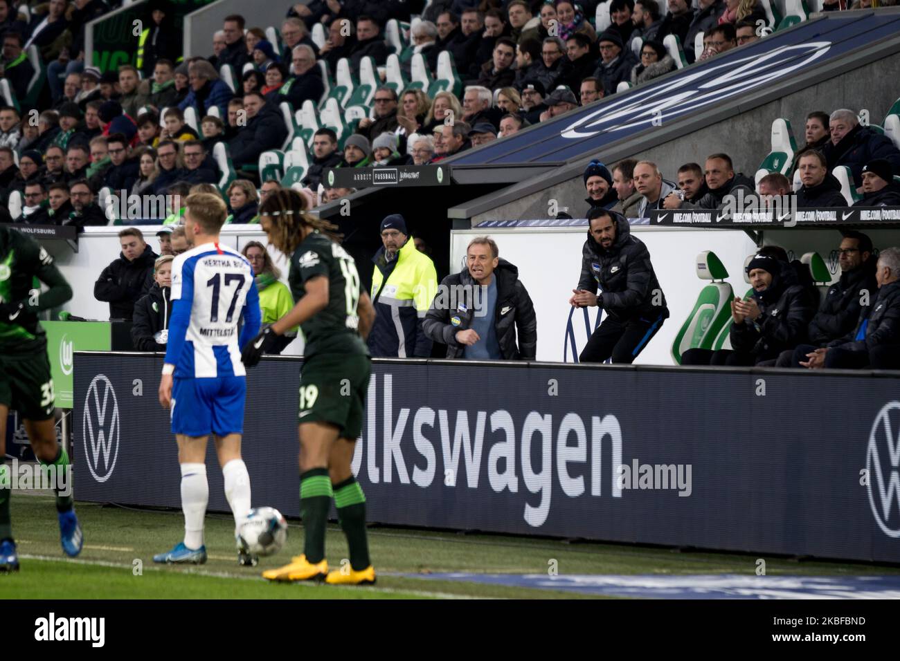 Jürgen Klinsmann, Cheftrainer der Hertha BSC während des 1. Bundesliga-Spiel zwischen VfL Wolfsburg und Hertha BSC in der Volkswagen Arena am 25. Januar 2020 in Wolfsburg. (Foto von Peter Niedung/NurPhoto) Stockfoto