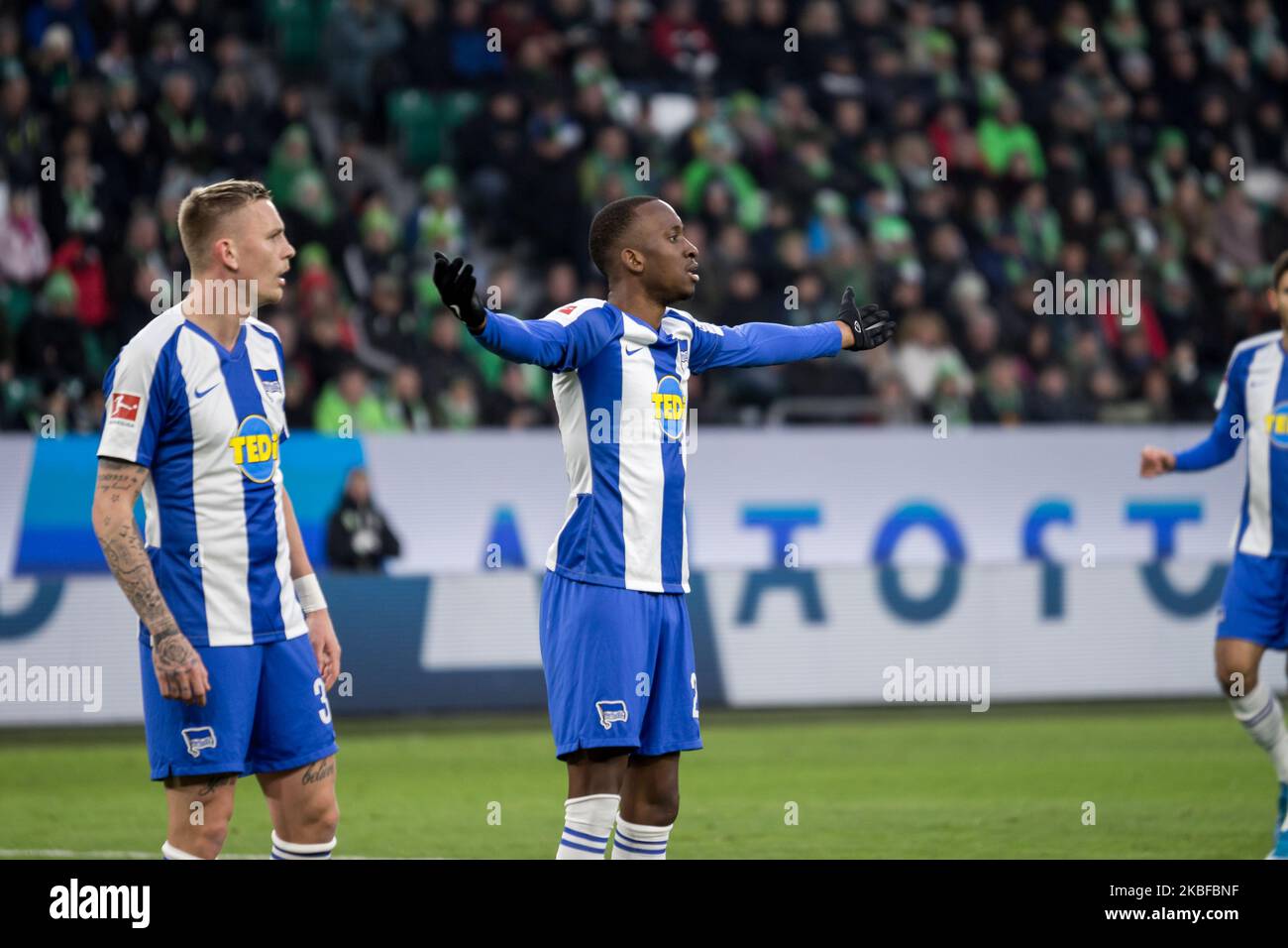 Dodi Lukebakio von Hertha BSC während des 1. Bundesliga-Spiel zwischen VfL Wolfsburg und Hertha BSC in der Volkswagen Arena am 25. Januar 2020 in Wolfsburg. (Foto von Peter Niedung/NurPhoto) Stockfoto