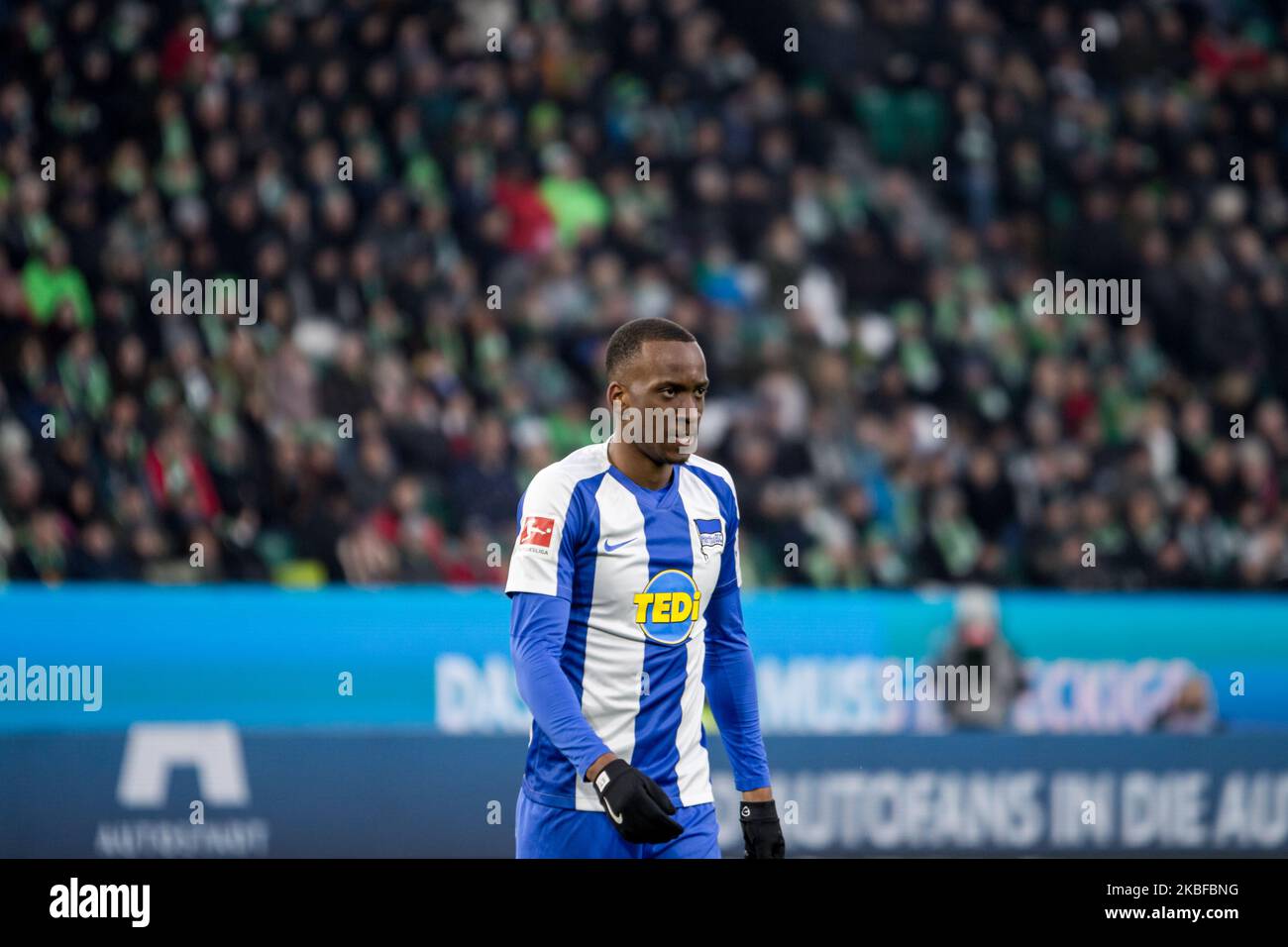 Dodi Lukebakio von Hertha BSC während des 1. Bundesliga-Spiel zwischen VfL Wolfsburg und Hertha BSC in der Volkswagen Arena am 25. Januar 2020 in Wolfsburg. (Foto von Peter Niedung/NurPhoto) Stockfoto