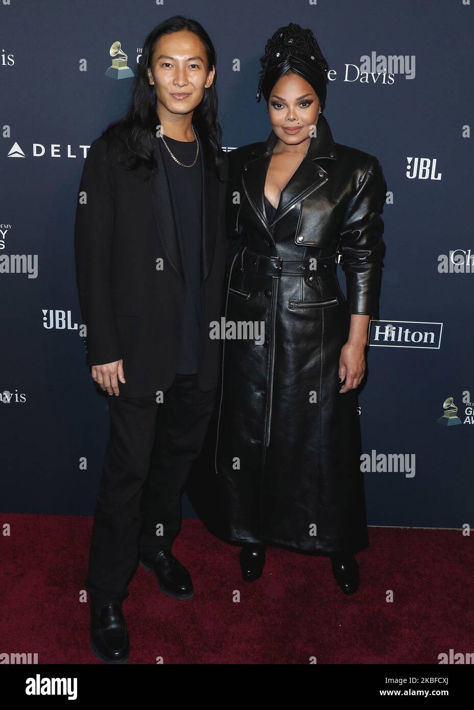 BEVERLY HILLS, LOS ANGELES, KALIFORNIEN, USA - 25. JANUAR: Alexander Wang und Janet Jackson kommen zur Recording Academy und Clive Davis' Pre-GRAMMY Gala 2020, die am 25. Januar 2020 im Beverly Hilton Hotel in Beverly Hills, Los Angeles, Kalifornien, USA, stattfand. (Foto von Xavier Collin/Image Press Agency/NurPhoto) Stockfoto