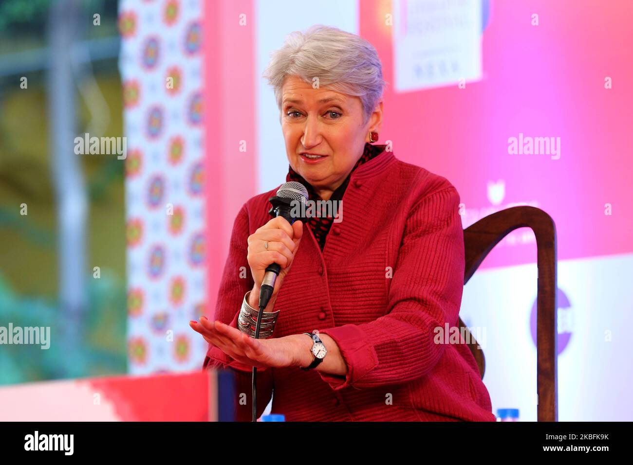Fernsehjournalistin Lindsey Hilsum spricht während des Jaipur Literaturfestivals im Diggi Palace in Jaipur, Rajasthan, Indien, Januar 27,2020. (Foto von Vishal Bhatnagar/NurPhoto) Stockfoto