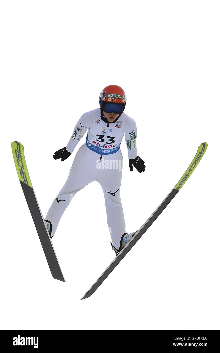 Yuki Ito aus Japan während der FIS Skisprung-Frauenweltmeisterschaft in Rasnov, Rumänien, 25. Januar 2020 (Foto: Alex Nicodim/NurPhoto) Stockfoto