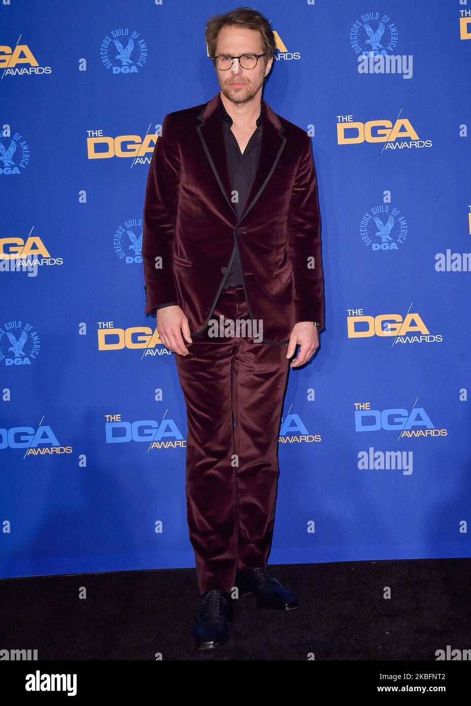 LOS ANGELES, KALIFORNIEN, USA - 25. JANUAR: Sam Rockwell posiert im Presseraum bei den Annual Directors Guild of America Awards 72. im Ritz-Carlton Hotel in L.A. Live am 25. Januar 2020 in Los Angeles, California, USA. (Foto von Image Press Agency/NurPhoto) Stockfoto