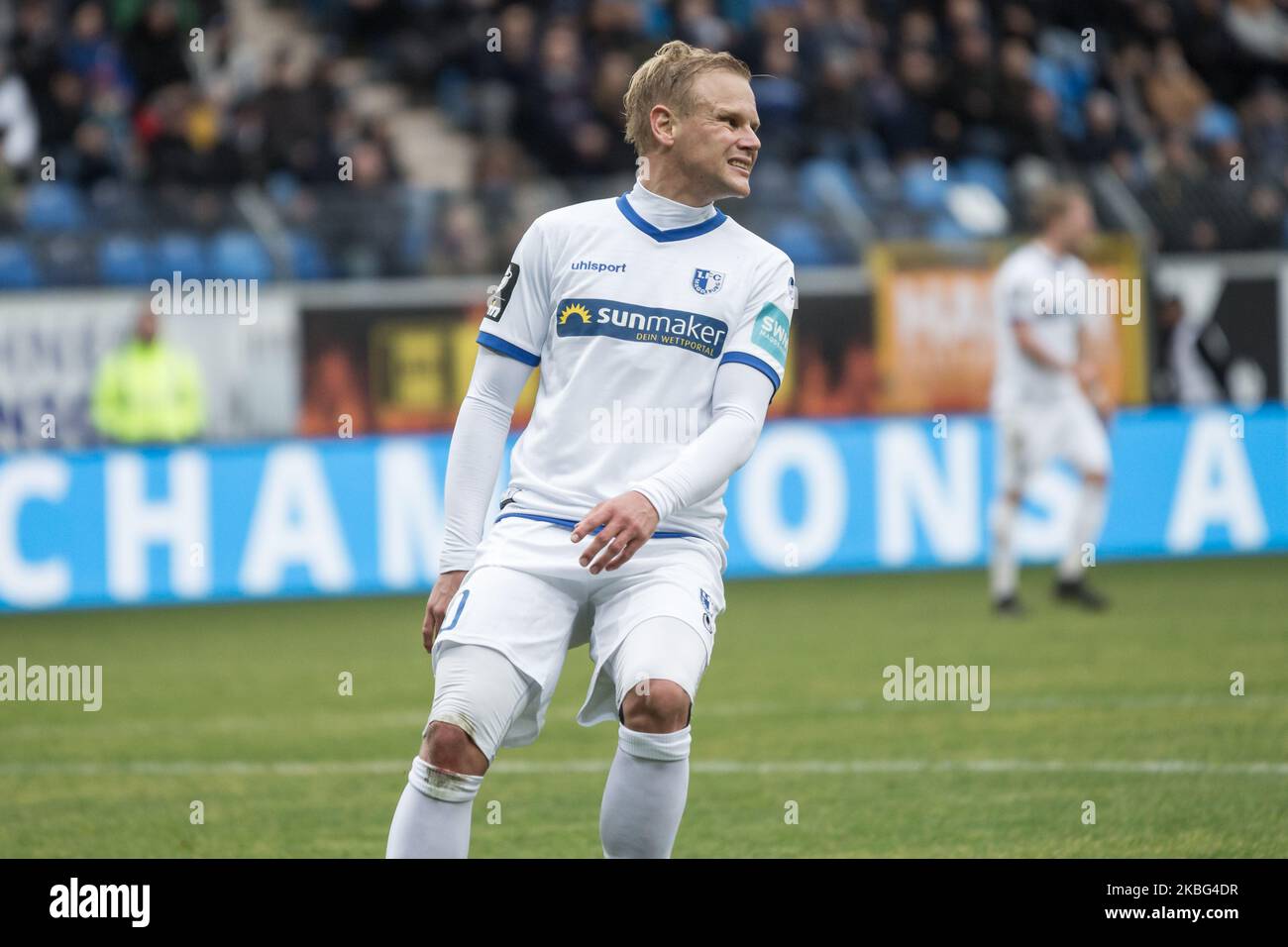 Sören Bertram von 1. FC Magdeburg während des 3. Bundesliga-Spiel zwischen SV Waldhof Mannheim und 1. FC Magdeburg am 02. Februar 2020 im Carl-Benz-Stadion in Mannheim. (Foto von Peter Niedung/NurPhoto) Stockfoto