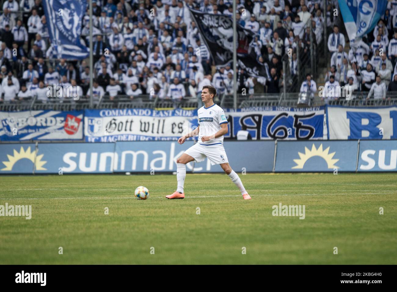 Tobias Müller von 1. FC Magdeburg während des 3. Bundesliga-Spiel zwischen SV Waldhof Mannheim und 1. FC Magdeburg am 02. Februar 2020 im Carl-Benz-Stadion in Mannheim. (Foto von Peter Niedung/NurPhoto) Stockfoto