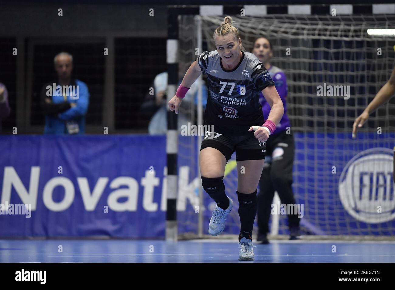 Crina Pintea vom CSM Bukarest reagiert während des EHF Champions League-Spiels der Frauen zwischen CSM Bukarest und Metz Handbal am 2. Februar 2020 in Bukarest, Rumänien. (Foto von Alex Nicodim/NurPhoto) Stockfoto