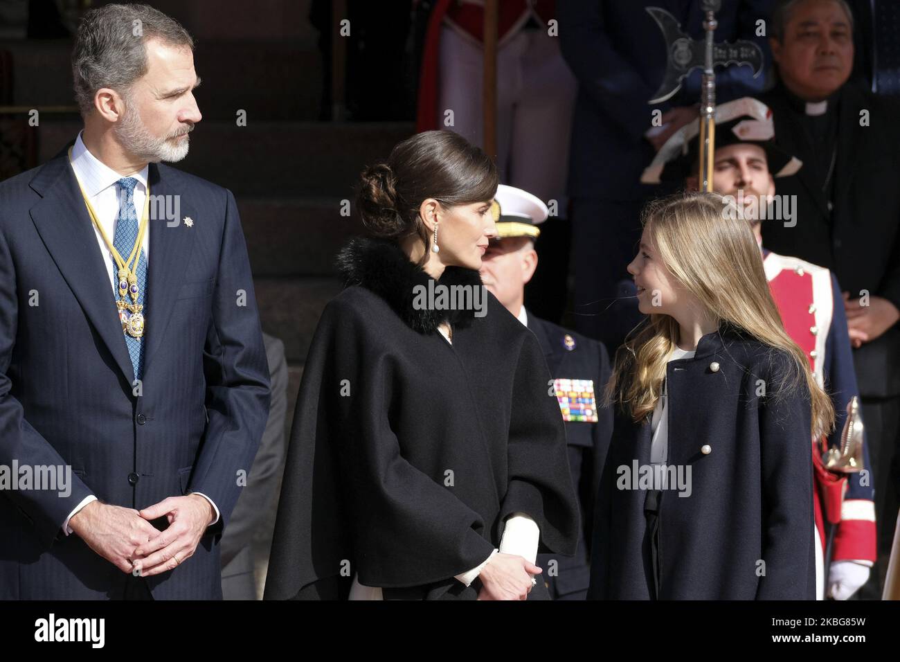 Königin Letizia von Spanien, Prinzessin Sofia von Spanien, nehmen an der feierlichen Eröffnung der Legislaturperiode 14. im spanischen Parlament am 03. Februar 2020 in Madrid, Spanien, Teil. (Foto von Oscar Gonzalez/NurPhoto) Stockfoto