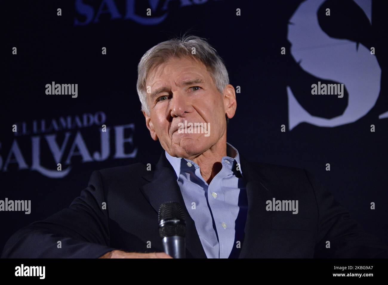 Der amerikanische Schauspieler Harrison Ford spricht während der Pressekonferenz des Films Call of the Wild am 5. Februar 2020 im Four Season Hotel in Mexiko-Stadt, Mexiko (Foto: Eyepix/NurPhoto) Stockfoto