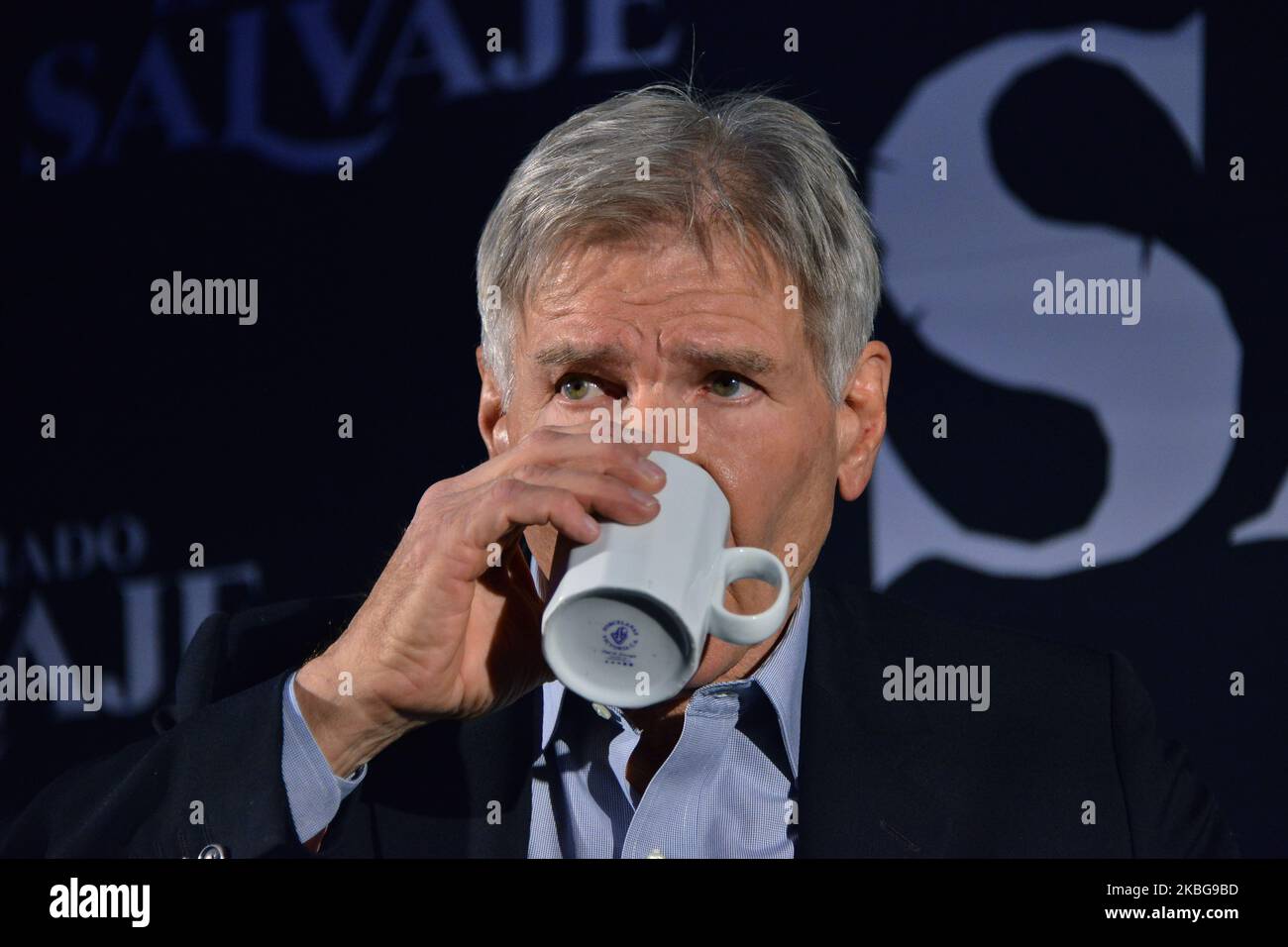 Der amerikanische Schauspieler Harrison Ford spricht während der Pressekonferenz des Films Call of the Wild am 5. Februar 2020 im Four Season Hotel in Mexiko-Stadt, Mexiko (Foto: Eyepix/NurPhoto) Stockfoto