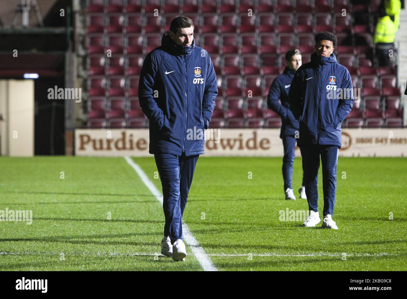Lauren?iu Branescu von Kilmarnock kommt vor dem Spiel der Scottish Premier League zwischen Hearts und Kilmarnock am 05. Februar 2020 im Tynecastle Park in Edinburgh, Schottland, an. (Foto von Ewan Bootman/NurPhoto) Stockfoto