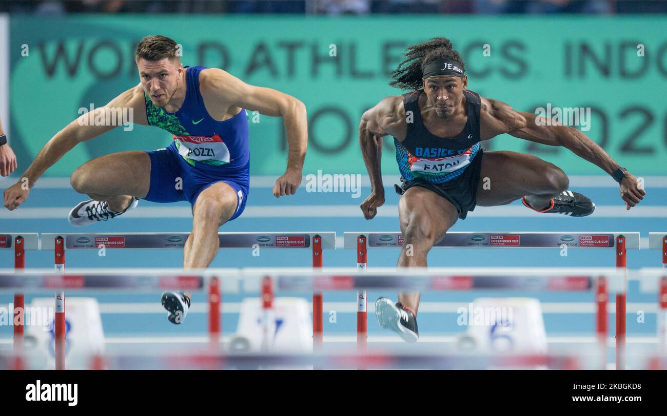 Andrew Pozzi (GBR), Jarret Eaton (USA) treten am 8. Februar 2020 im polnischen Torun beim Copernicus-Hallencup an. (Foto von Foto Olimpik/NurPhoto) Stockfoto