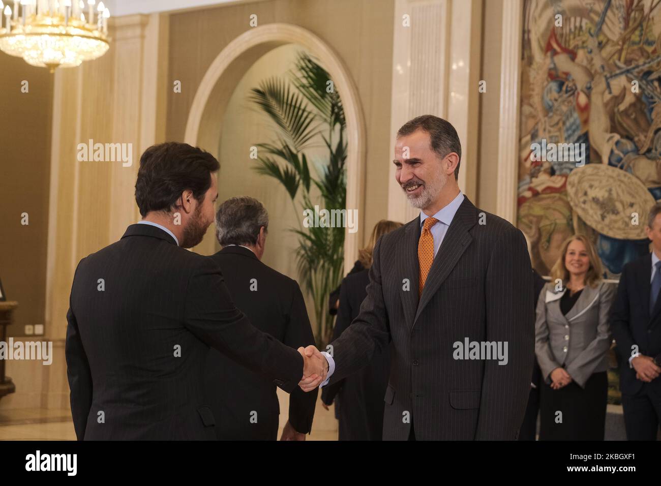 Seine Majestät König von Spanien, Herr König, der spanische König, vor der Audienz beim Rat der Delegation der Größe Spaniens und der Titel des Königreichs, Madrid, Spanien (Foto: Antonio Navia/NurPhoto) Stockfoto