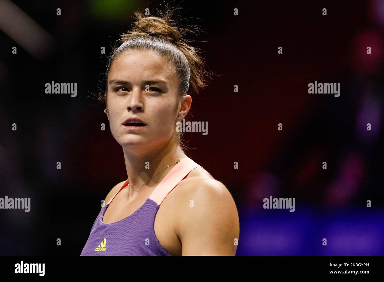 Maria Sakkari aus Griechenland beim Viertelfinale des WTA St. Petersburg Ladies Trophy 2020 gegen Belinda Bencic aus der Schweiz am 14. Februar 2020 in Sankt Petersburg, Russland. (Foto von Mike Kireev/NurPhoto) Stockfoto