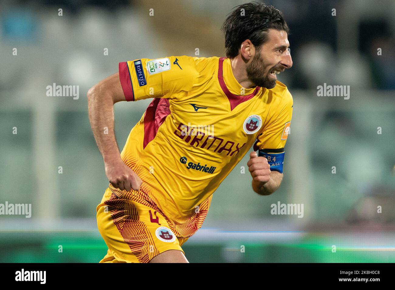 Manuel Iori von A.S. Cittadella 1973 feiert am 14. Februar 2020 in Pescara, Italien, ein Tor beim Spiel der italienischen Serie B 2019/2020 zwischen Pescara Calcio 1936 und A.S. Cittadella 1973 im Stadio Adriatico Giovanni Cornacchia. (Foto von Danilo Di Giovanni/NurPhoto) Stockfoto