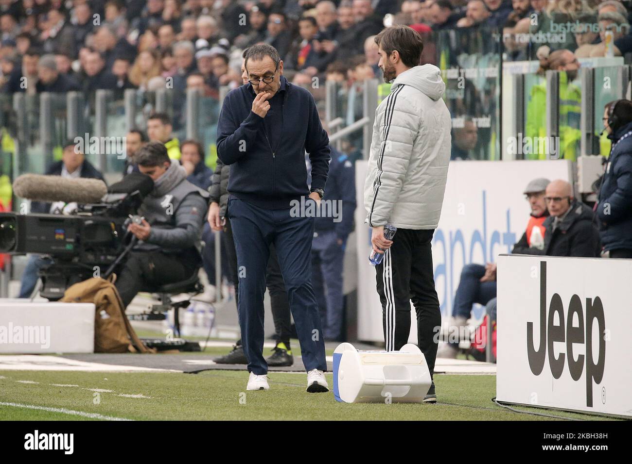 Maurizio Sarri von Juventus während der Serie Ein Spiel zwischen Juventus und Brescia Calcio im Allianz Stadium am 16. Februar 2020 in Turin, Italien. (Foto von Giuseppe Cottini/NurPhoto) Stockfoto