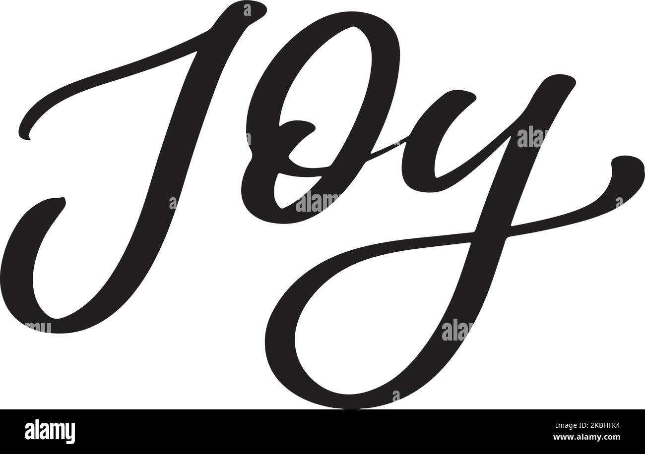 Joy Textvektor mit einer eleganten Typografie geschrieben Stock Vektor