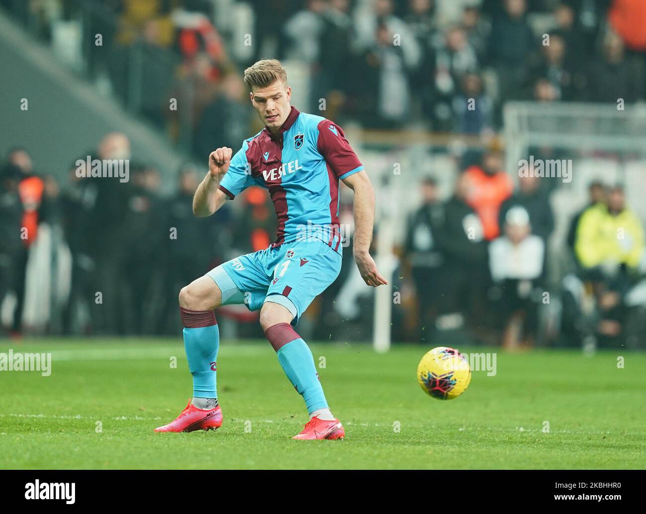 Alexander Sörloth von Trabzonspor bei Besiktas gegen Trabzonspor im Vodafone Park, Istanbul, Türkei am 22. Februar 2020. (Foto von Ulrik Pedersen/NurPhoto) Stockfoto