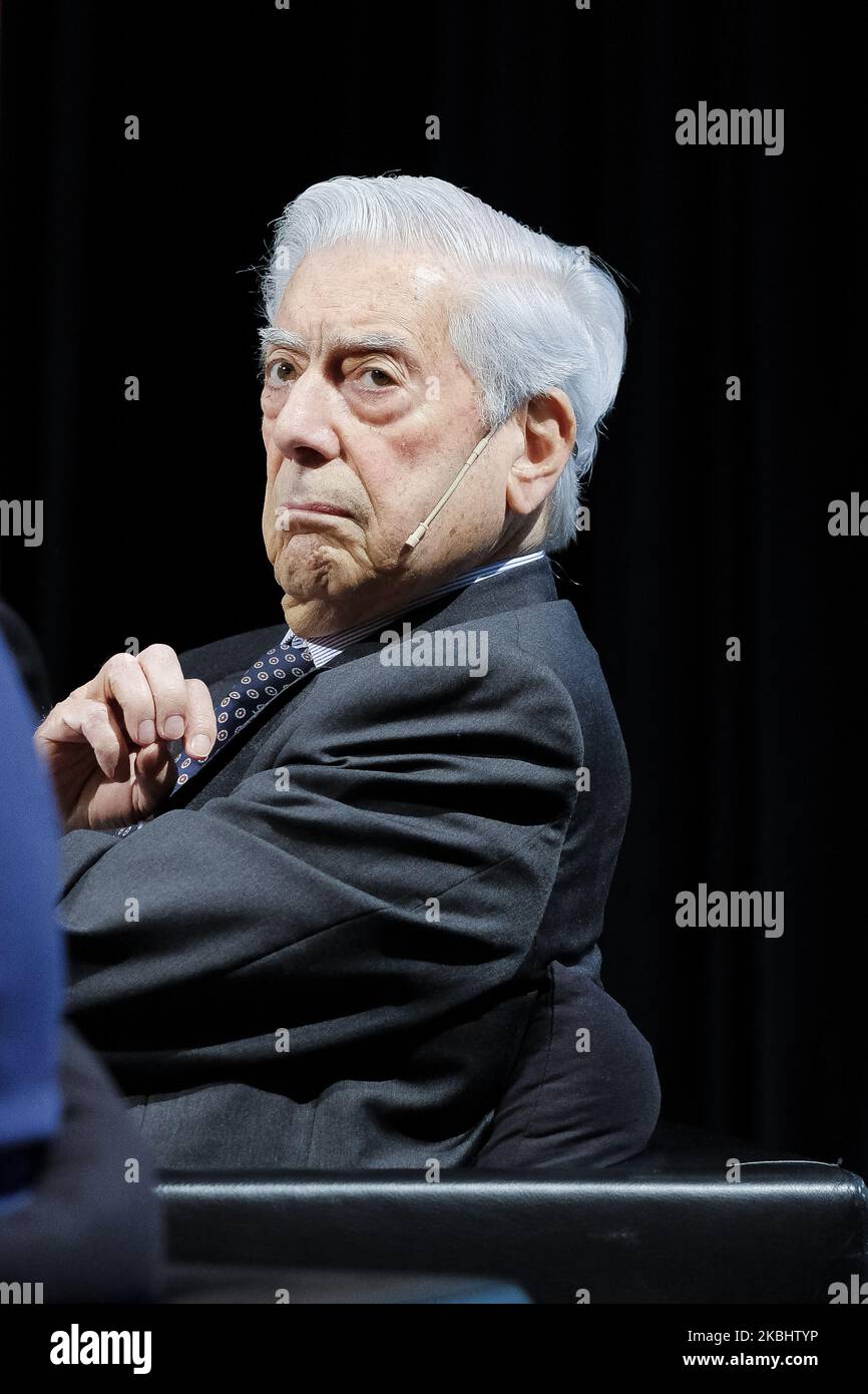 Nobelpreis für Literatur Mario Vargas Llosa nimmt an einer Konferenz im Instituto Cervantes in Madrid Teil 24. Februar 2020 Spanien (Foto von Oscar Gonzalez/NurPhoto) Stockfoto