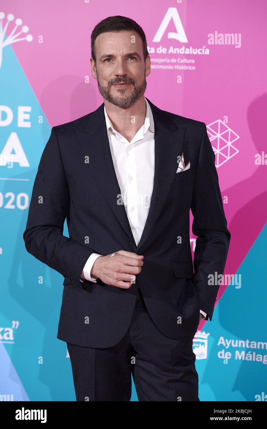 Daniel Grao nimmt am 3. März 2020 an der Fotoschau der Cocktailparty des Filmfestivals Málaga 23. im Circulo de las Artes in Madrid Teil (Foto: Carlos Dafonte/NurPhoto) Stockfoto