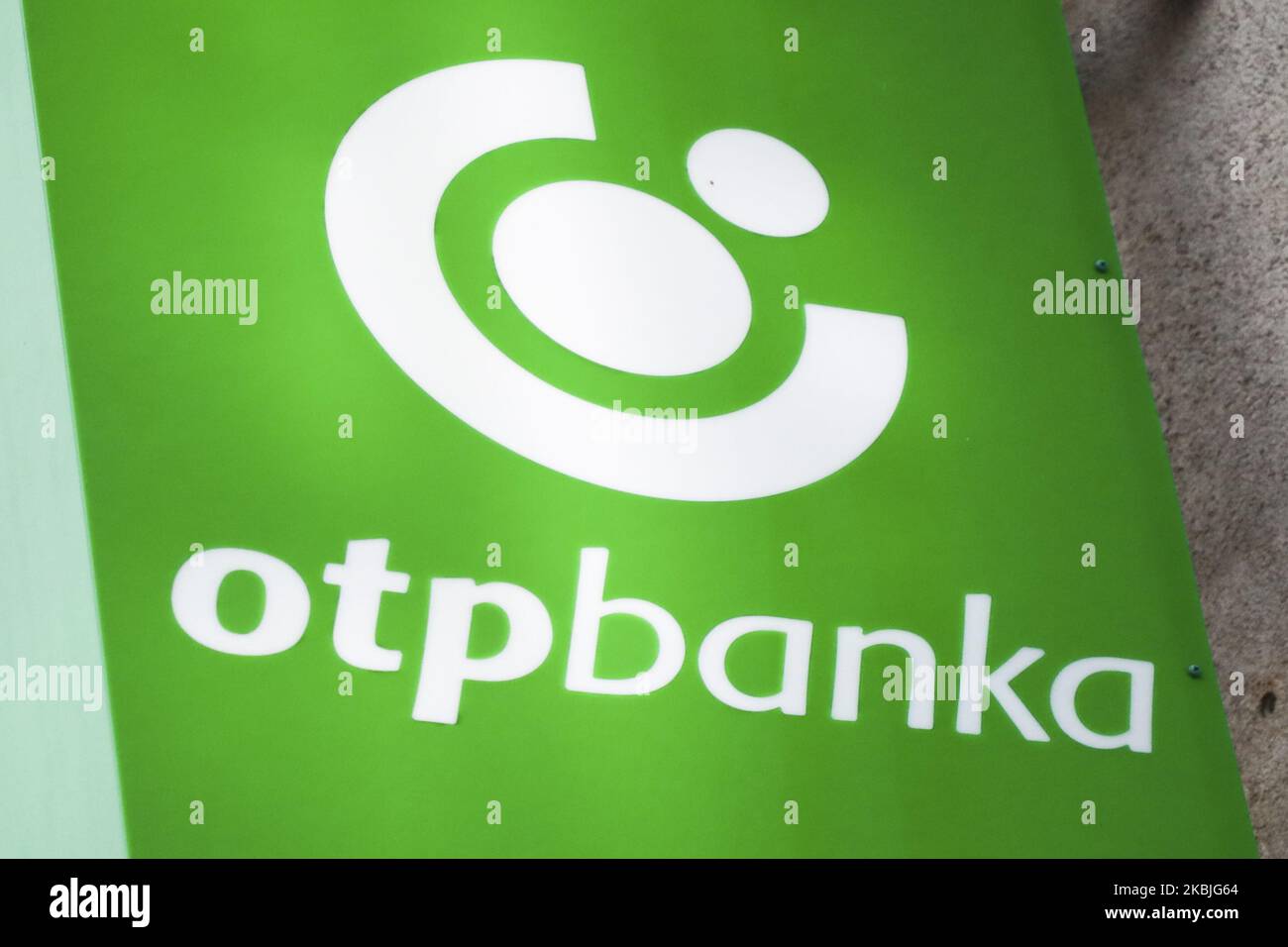Das Logo der OTP Banka ist am 29.. Februar 2020 in Trnava, Slowakei, zu sehen. (Foto von Beata Zawrzel/NurPhoto) Stockfoto