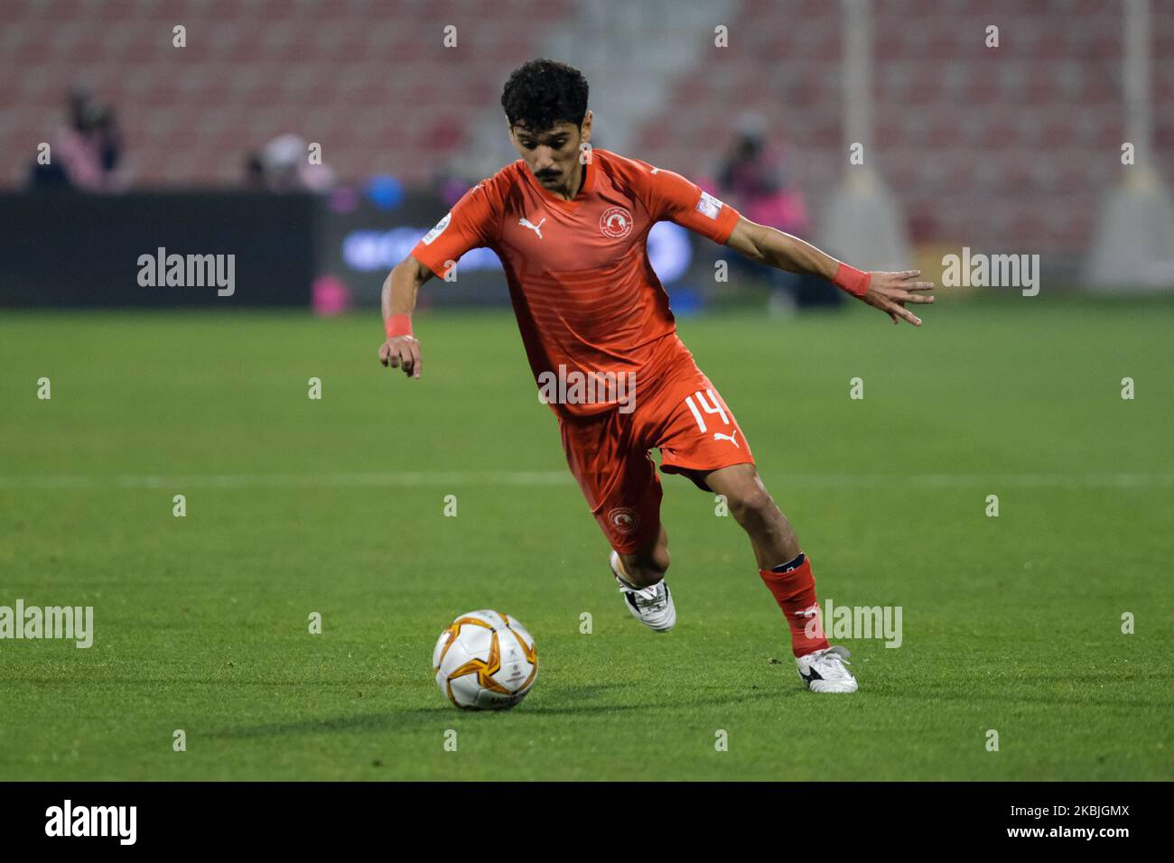 Hilal Mohammed Ibrahim von Al Arabi beim QNB Stars League Spiel im Grand Hamad Stadion am 6 2020. März in Doha, Katar. (Foto von Simon Holmes/NurPhoto) Stockfoto