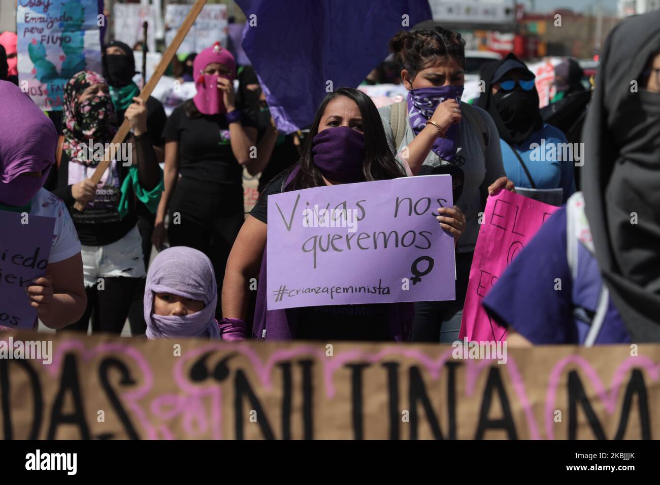 Feministischer marsch in Ciudad Juarez, Mexiko, am 7. März 2020 zu Beginn der Feierlichkeiten zum Internationalen Frauentag. (Foto von David Peinado/NurPhoto) Stockfoto