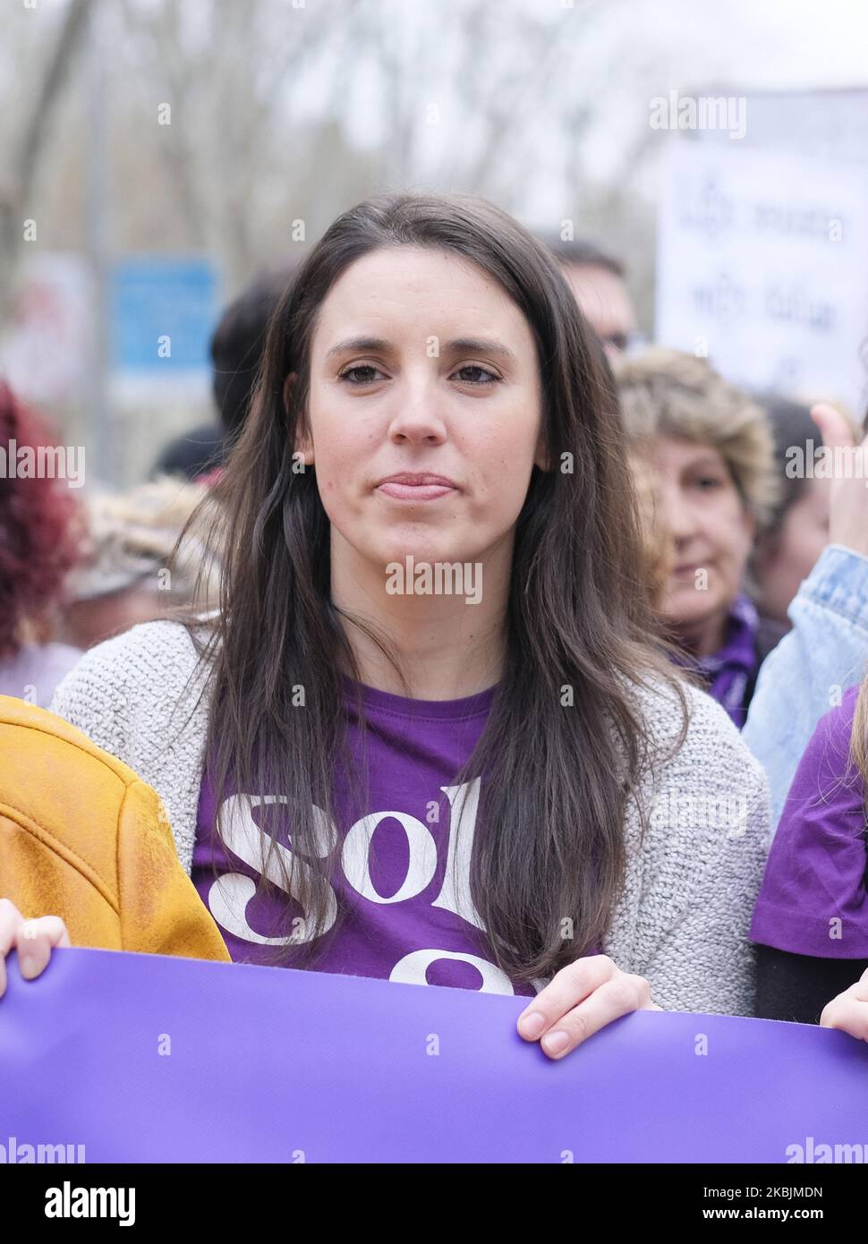 Die Ministerin für Gleichberechtigung, Irene Montero , bei der Demonstration 8M (Internationaler Frauentag) am 08. März 2020 in Madrid, Spanien. (Foto von Oscar Gonzalez/NurPhoto) Stockfoto