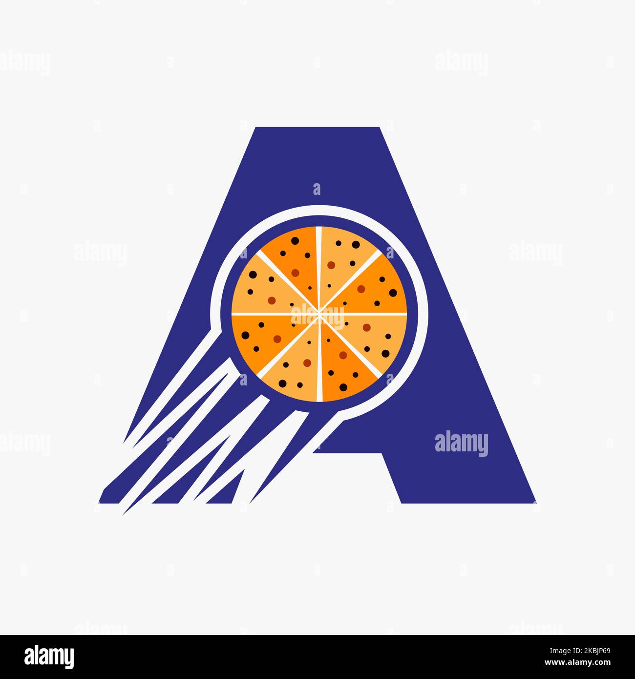 Initial Letter Ein Restaurant Cafe Logo mit Pizza Concept Vector Template Stock Vektor